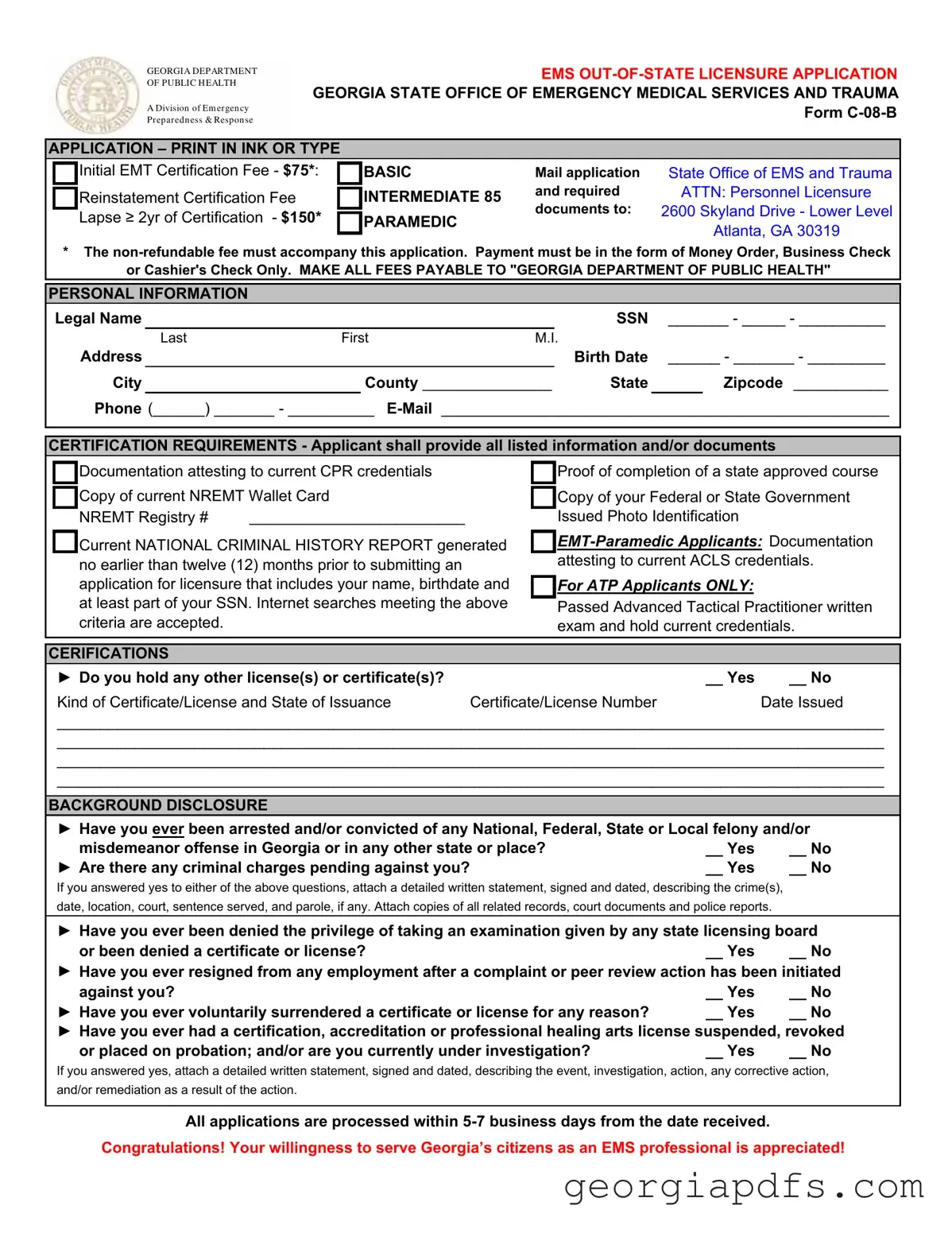 Fill Out a Valid C 08 B Georgia Template