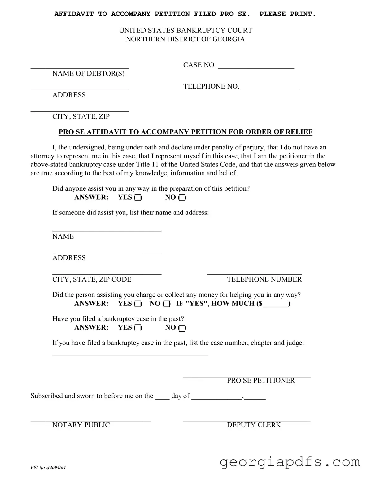 Fill Out a Valid F 61 Georgia Template