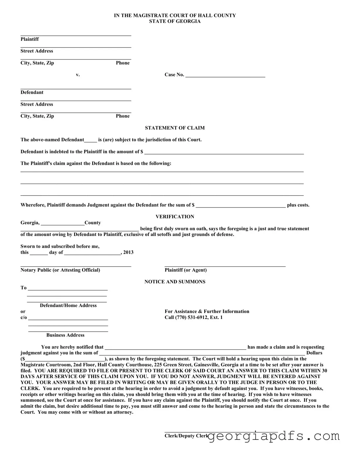 Fill Out a Valid Fulton County Georgia Writ Of Template