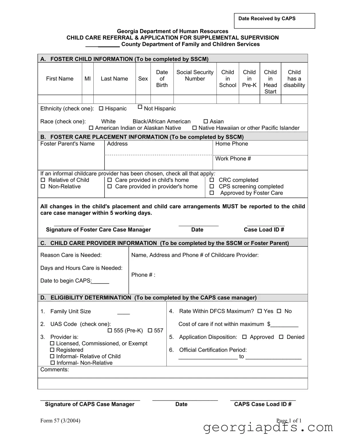 Fill Out a Valid Georgia 57 Template