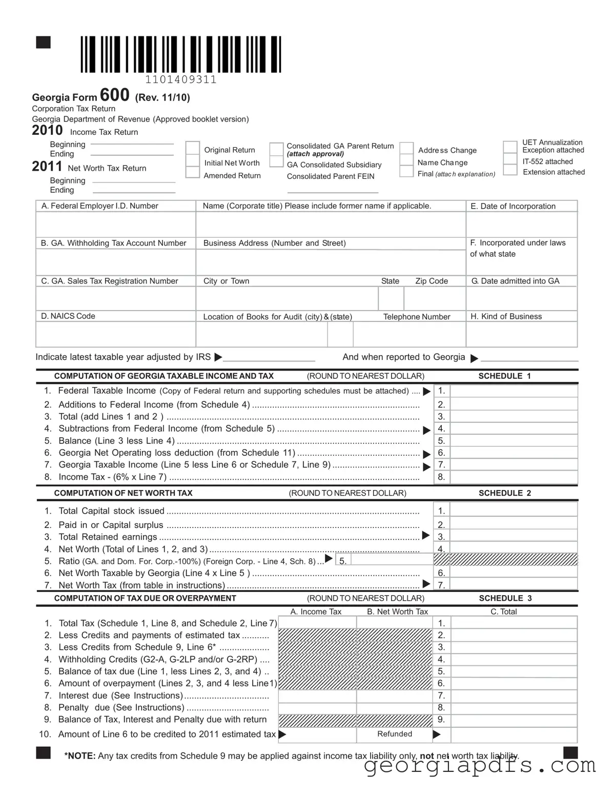 Fill Out a Valid Georgia 600 Template