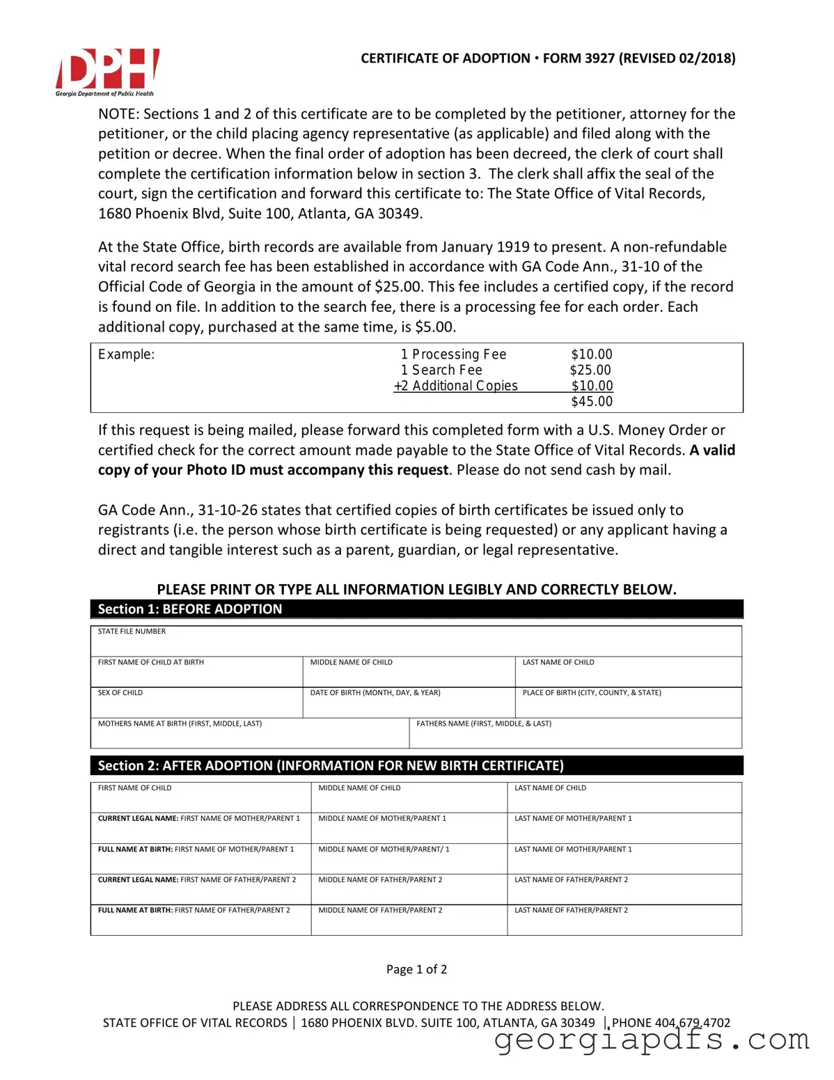 Fill Out a Valid Georgia Adult Adoption Petition Template
