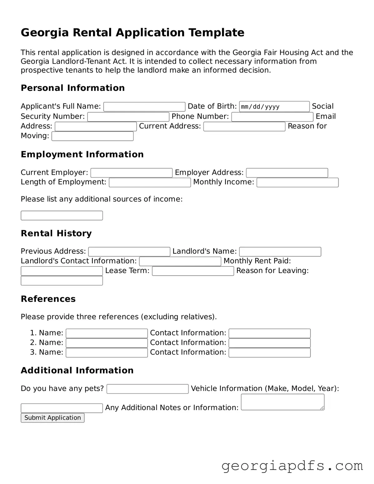 Attorney-Verified Georgia Rental Application Form