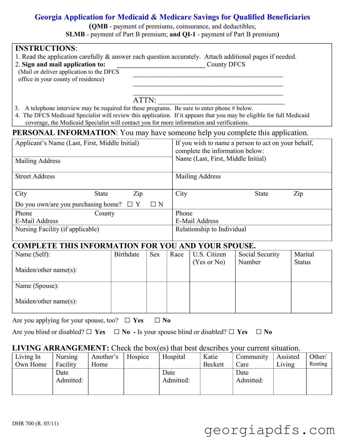 Fill Out a Valid Georgia Application For Medicaid Template