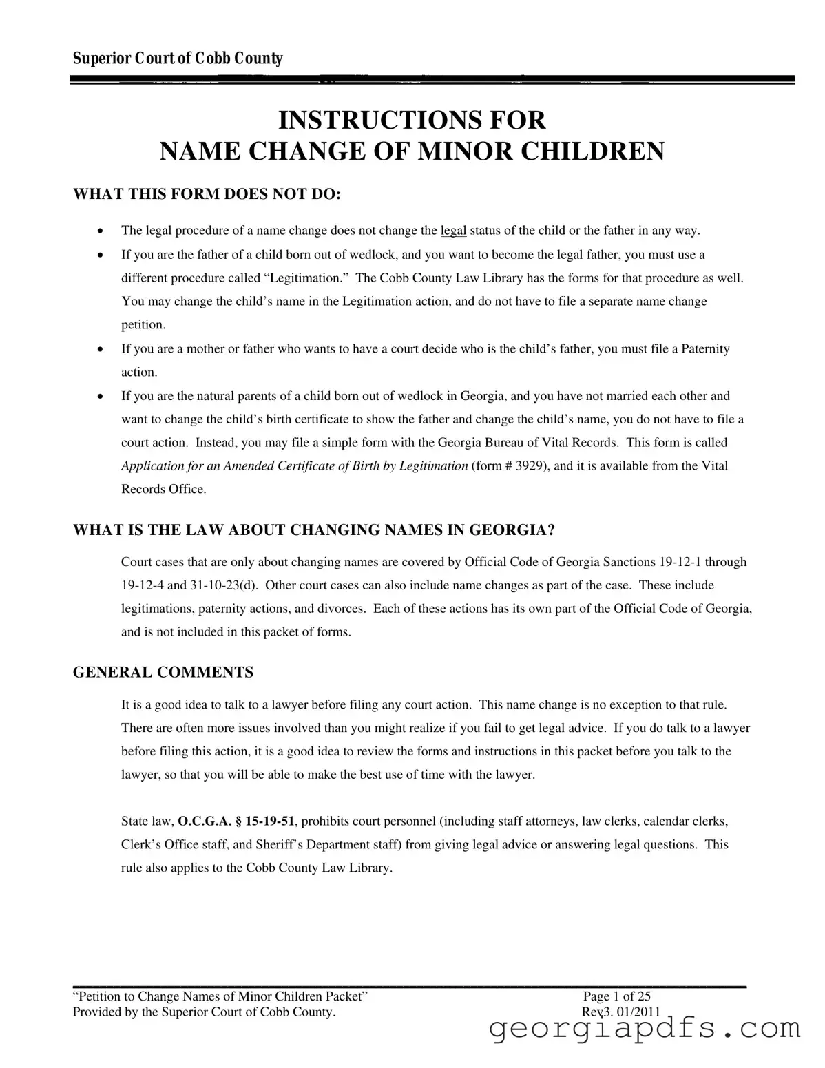 Fill Out a Valid Georgia Change Name Minor Template