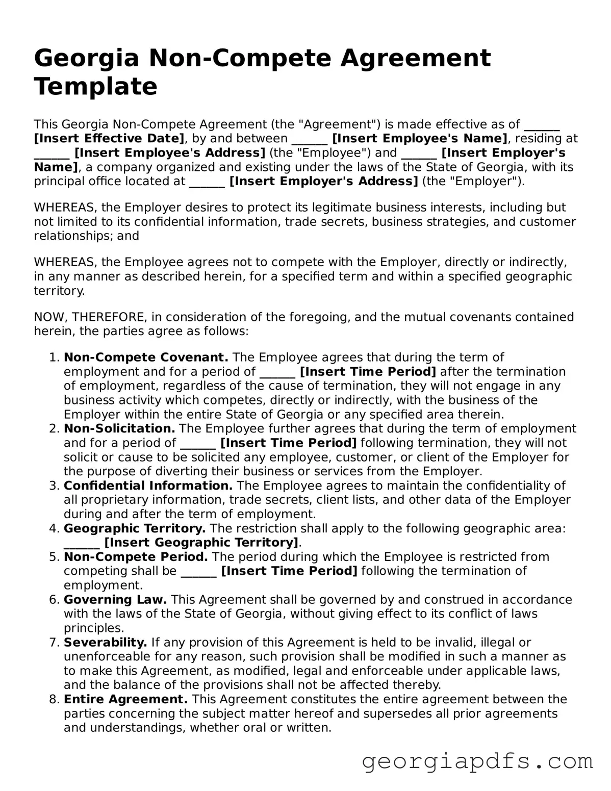 Attorney-Verified Georgia Non-compete Agreement Form