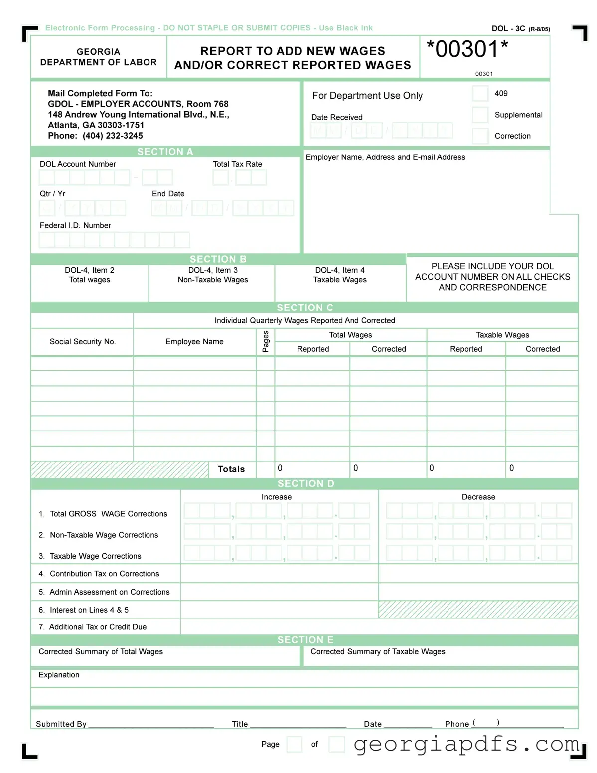Fill Out a Valid Georgia Dol 3C Template
