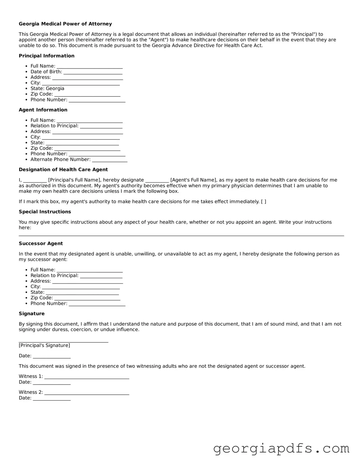Attorney-Verified Georgia Medical Power of Attorney Form