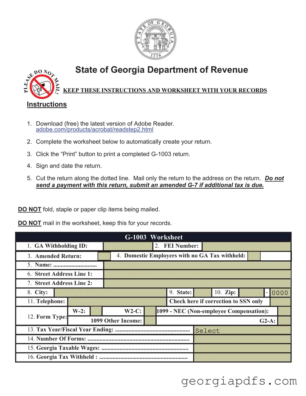 Fill Out a Valid Georgia G 1003 Template