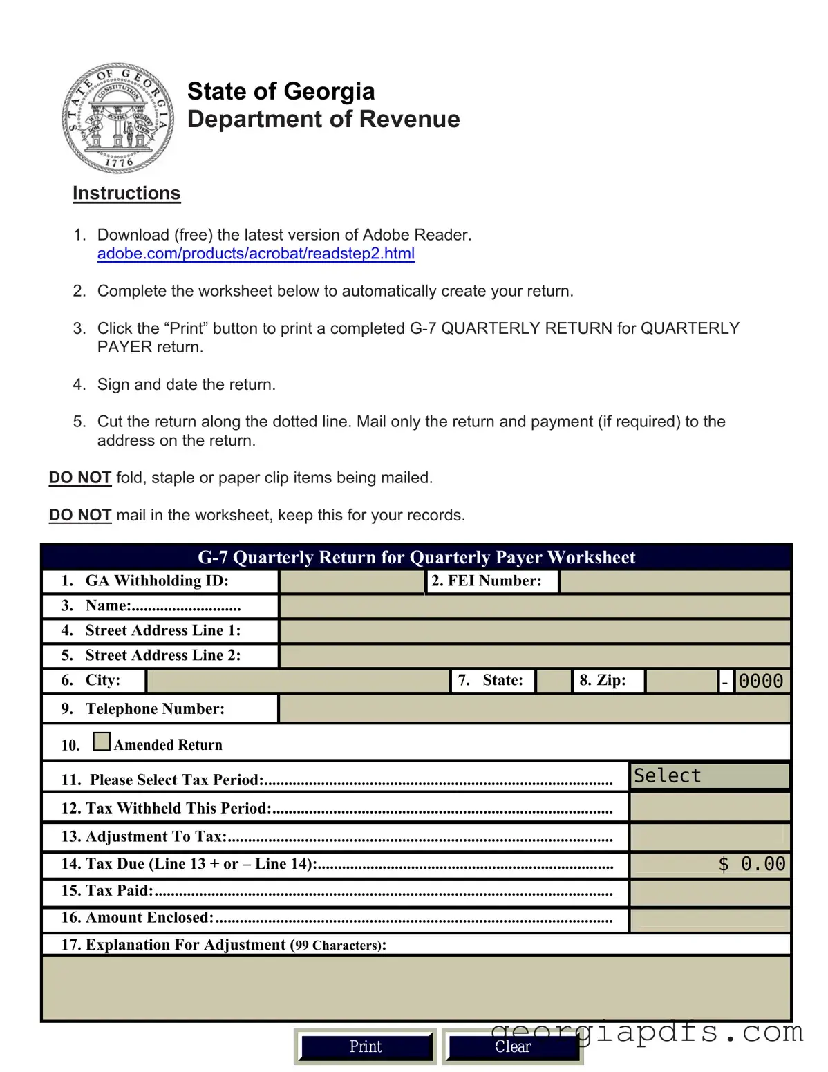 Fill Out a Valid Georgia G 7 Template