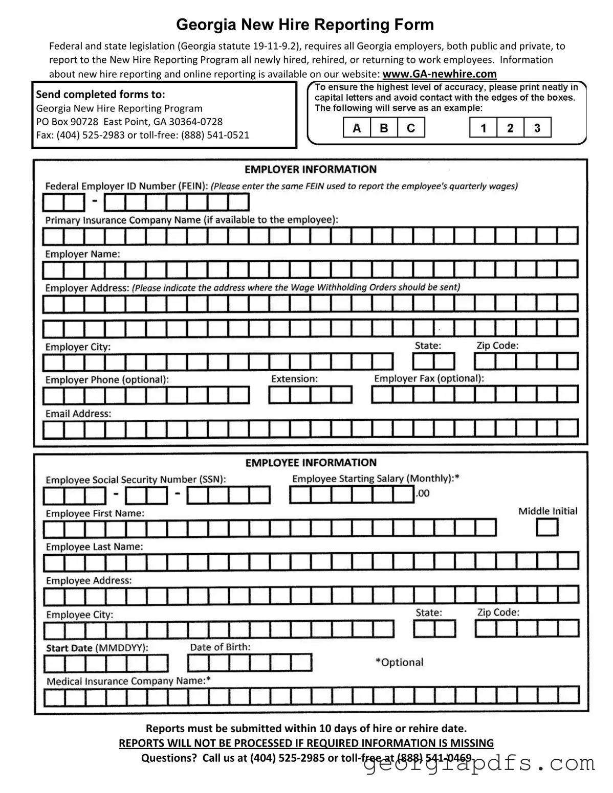 Fill Out a Valid Georgia Hire Reporting Template