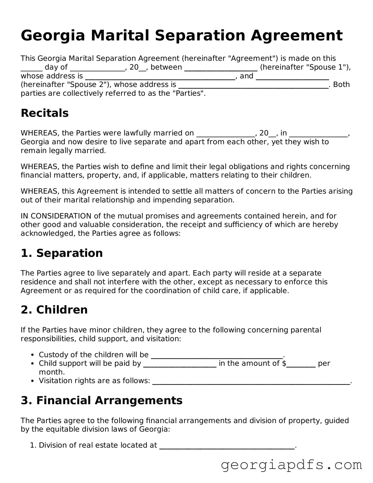 Attorney-Verified Georgia Marital Separation Agreement Form