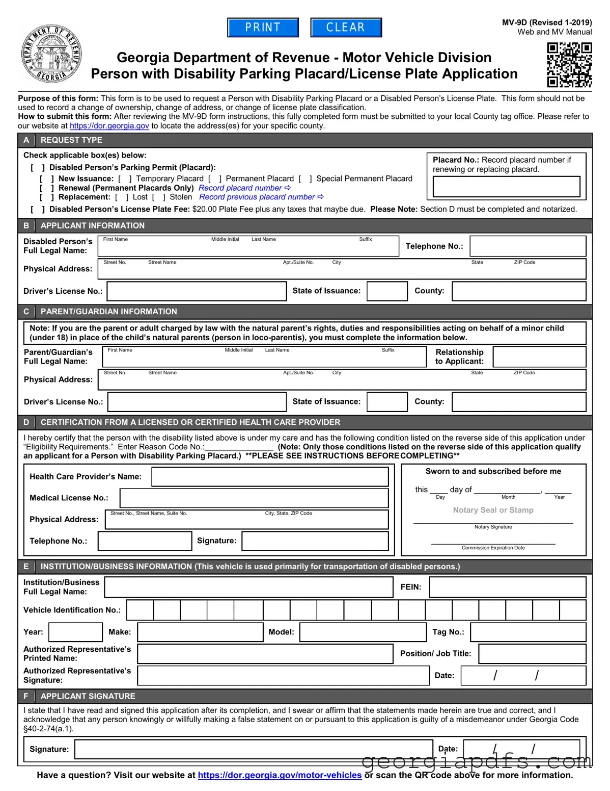 Fill Out a Valid Georgia Mv 9D Template