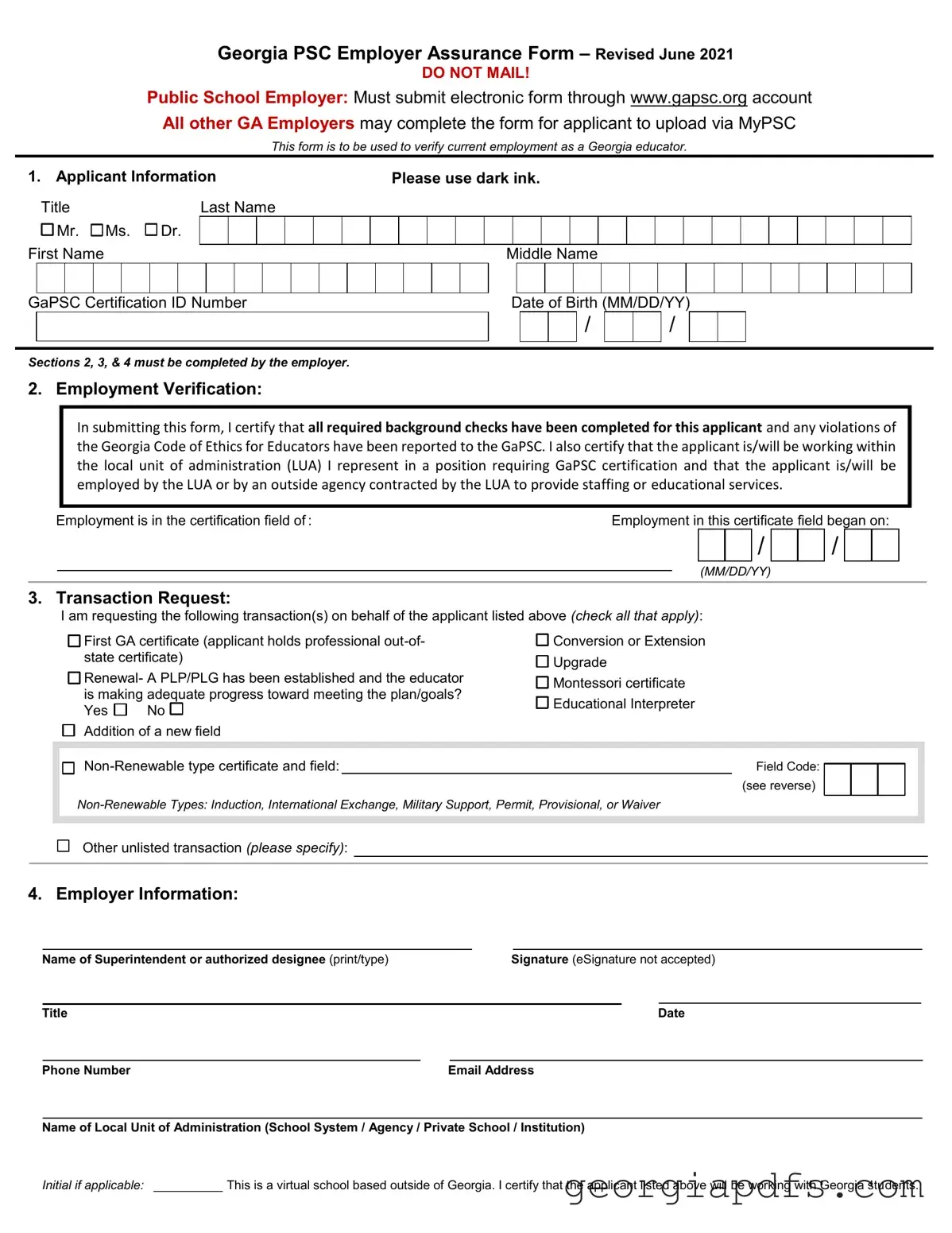 Fill Out a Valid Georgia Psc Employer Assurance Template