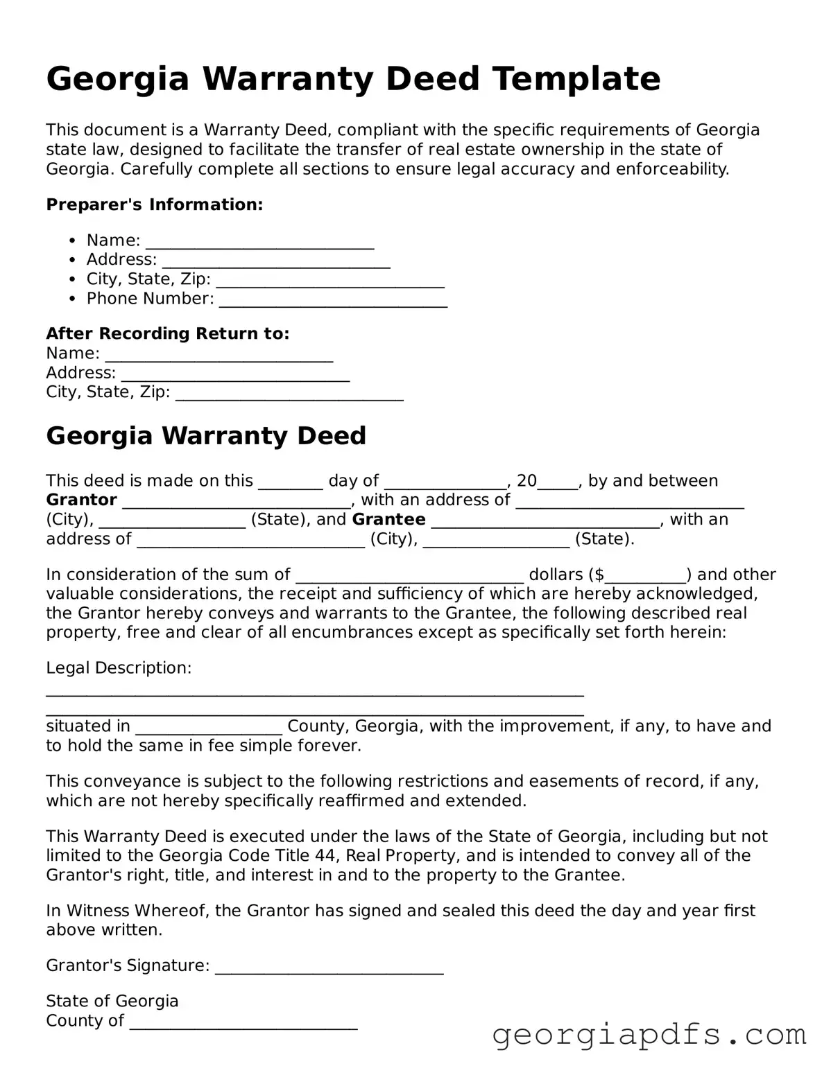 Attorney-Verified Georgia Deed Form