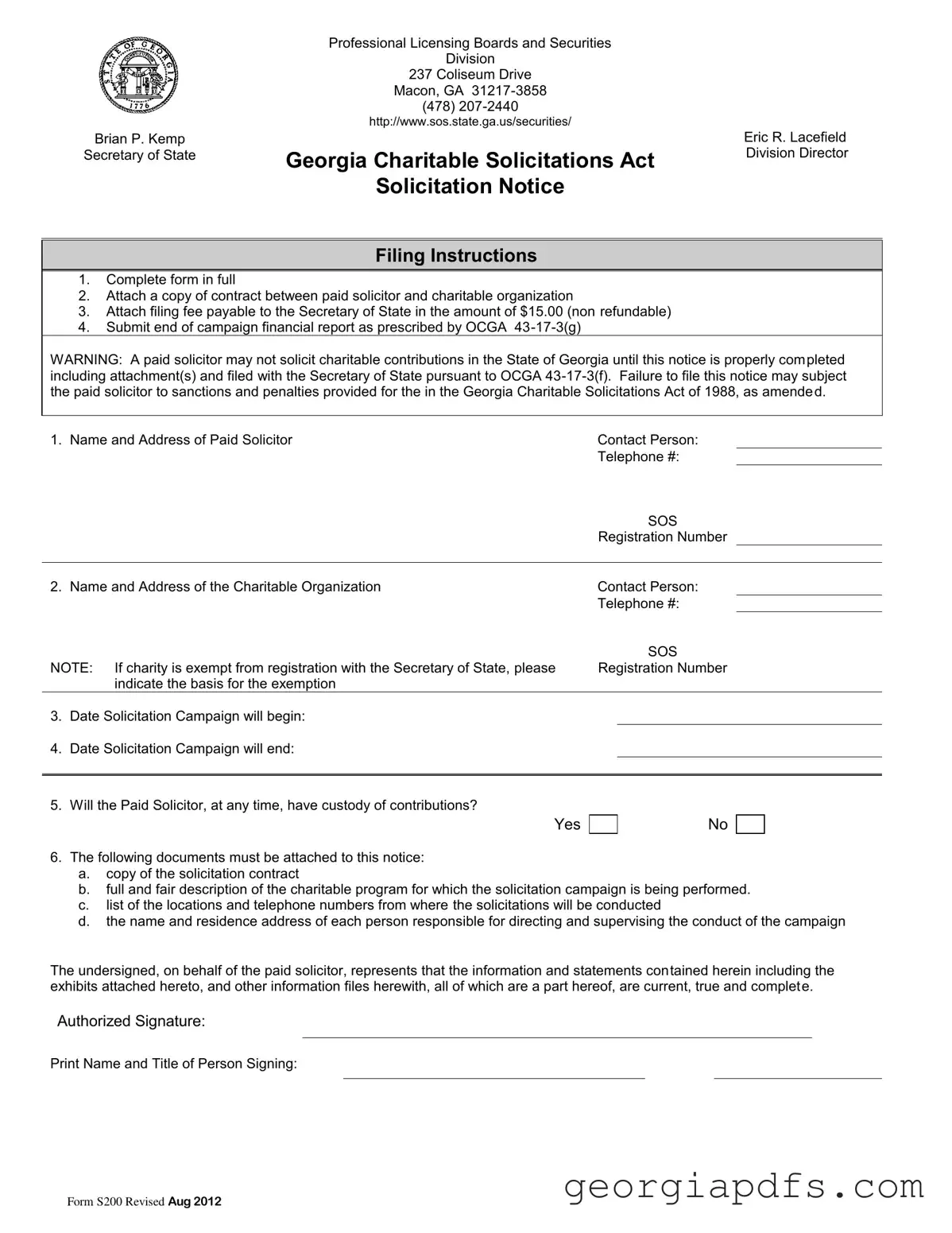 Fill Out a Valid Georgia S200 Template