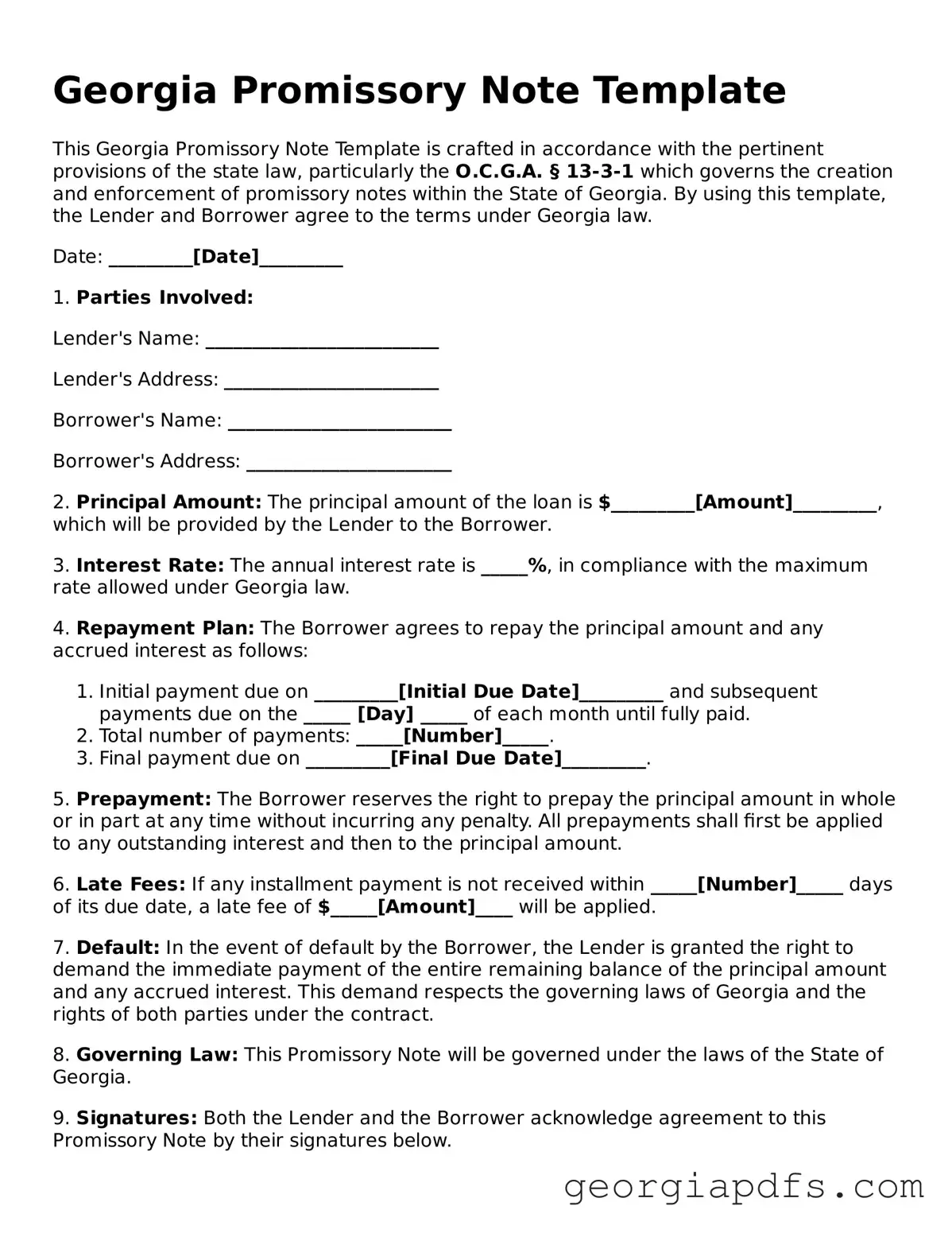 Attorney-Verified Georgia Promissory Note Form