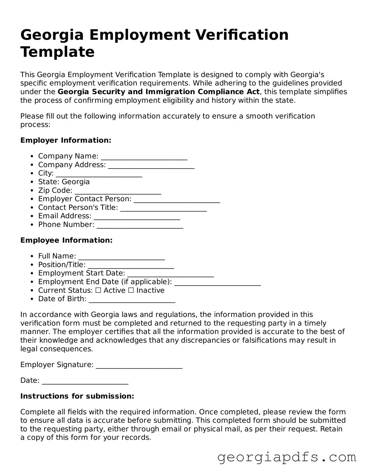 Attorney-Verified Georgia Employment Verification Form