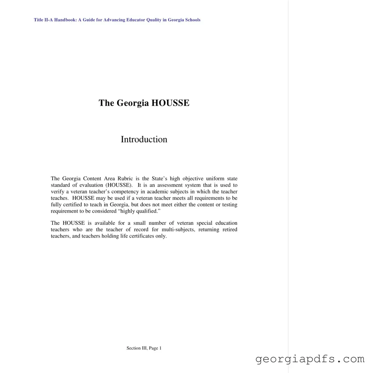 Fill Out a Valid Housse Rubric Georgia Template