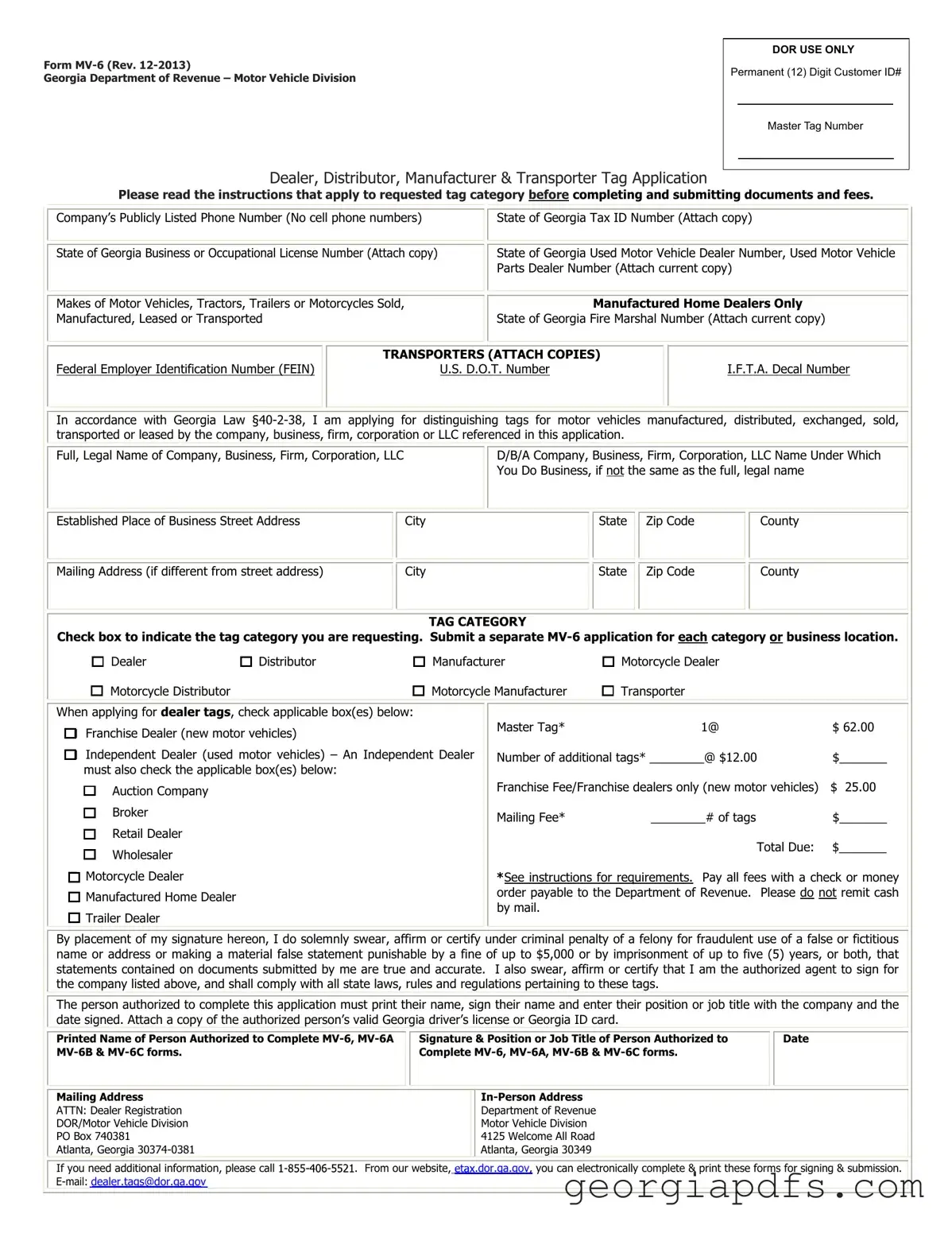 Fill Out a Valid Mv6 Georgia Template