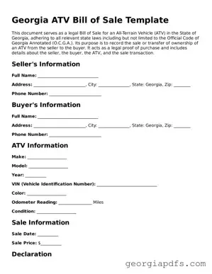 Attorney-Verified Georgia ATV Bill of Sale Form
