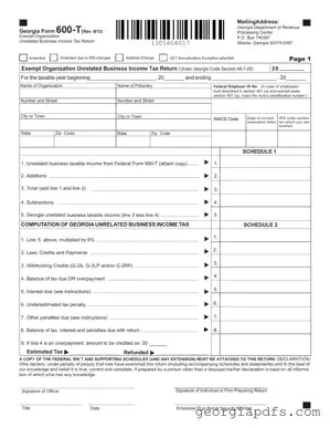 Fill Out a Valid Georgia 600 T Template
