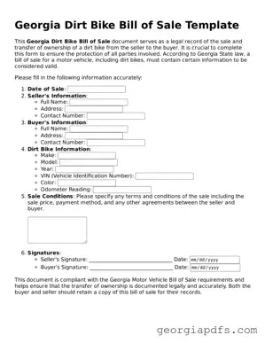 Attorney-Verified Georgia Dirt Bike Bill of Sale Form