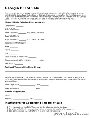 Attorney-Verified Georgia Bill of Sale Form