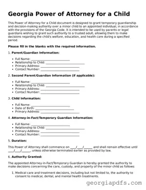 Attorney-Verified Georgia Power of Attorney for a Child Form