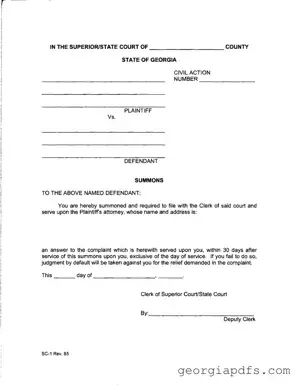 Fill Out a Valid Georgia Civil Summons Template