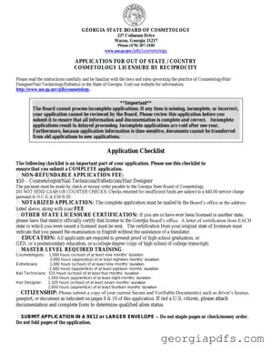 Fill Out a Valid Georgia Cosmetology Reciprocity Template