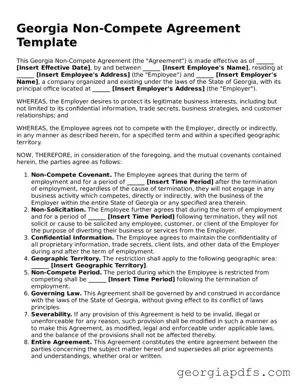 Attorney-Verified Georgia Non-compete Agreement Form