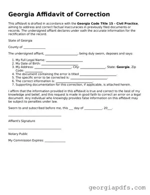 Attorney-Verified Georgia Affidavit of Correction Form