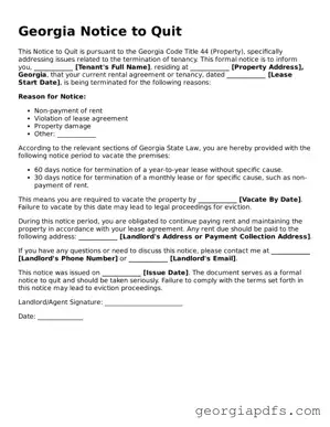 Attorney-Verified Georgia Notice to Quit Form