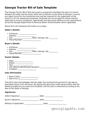Attorney-Verified Georgia Tractor Bill of Sale Form