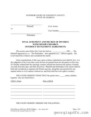 Fill Out a Valid Georgia Final Decree Divorce Template