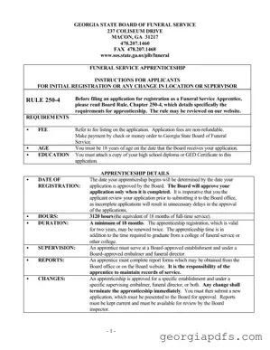 Fill Out a Valid Georgia Funeral Service Apprenticeship Template