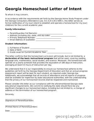 Attorney-Verified Georgia Homeschool Letter of Intent Form