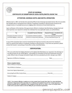 Fill Out a Valid Georgia Hotel Tax Template