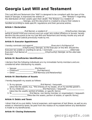 Attorney-Verified Georgia Last Will and Testament Form