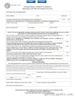 Fill Out a Valid Georgia Mv 66 Template