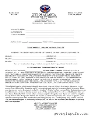 Fill Out a Valid Georgia Plea Absentia Template