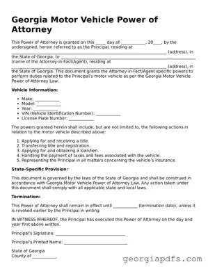 Attorney-Verified Georgia Motor Vehicle Power of Attorney Form
