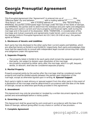 Attorney-Verified Georgia Prenuptial Agreement Form
