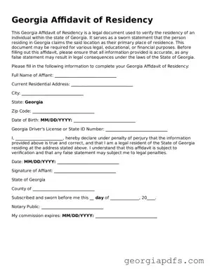 Attorney-Verified Georgia Affidavit of Residency Form