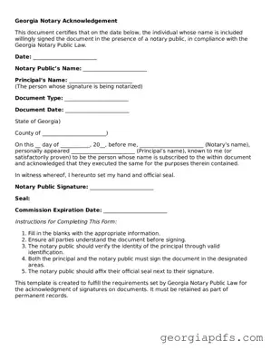 Attorney-Verified Georgia Notary Acknowledgement Form