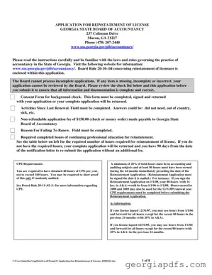 Fill Out a Valid Georgia Reinstatement Nursing Template