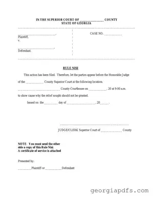 Fill Out a Valid Georgia Rule Nisi Template