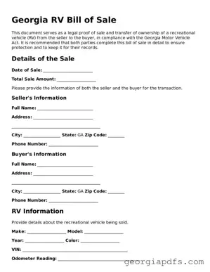 Attorney-Verified Georgia RV Bill of Sale Form