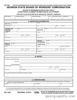 Fill Out a Valid Georgia Wc 102B Template